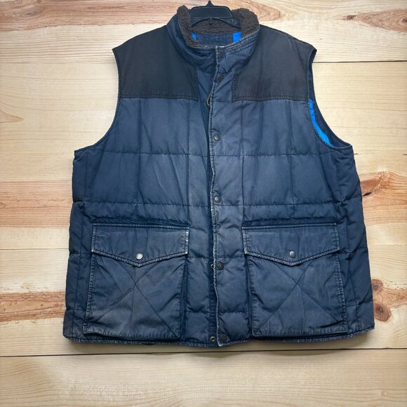 Eddie‎ Bauer Vest Mens XXL Blue Yukon Down Retro Western Faded 550 Fill - Picture 1 of 15